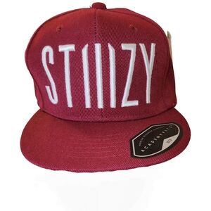 Stiiizy Dark Red Snapback Hat With Bold White Lettering One Size